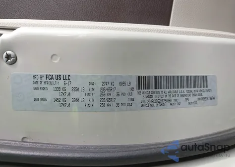 2017 Chrysler Pacifica Touring из США, поврежденный, VIN 2C4RC1DG2HR794660